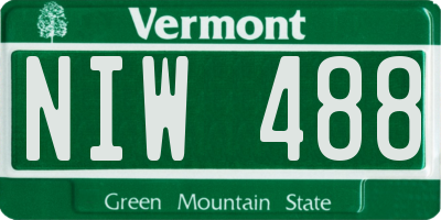 VT license plate NIW488