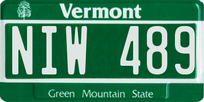 VT license plate NIW489
