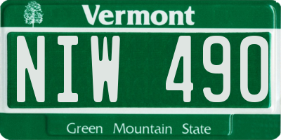 VT license plate NIW490
