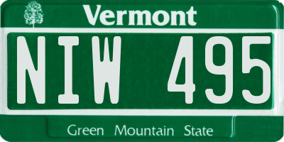 VT license plate NIW495