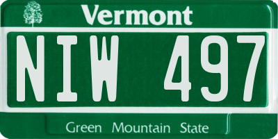 VT license plate NIW497