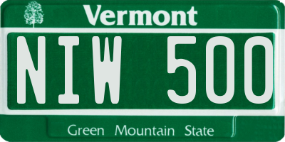 VT license plate NIW500