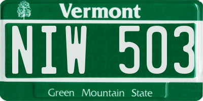 VT license plate NIW503