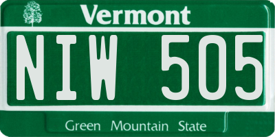 VT license plate NIW505