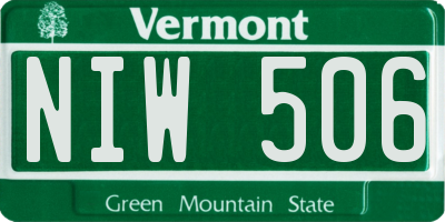 VT license plate NIW506