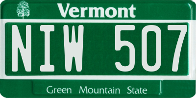 VT license plate NIW507