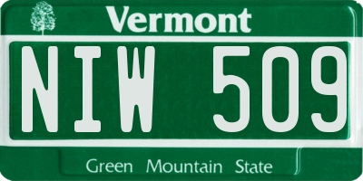 VT license plate NIW509