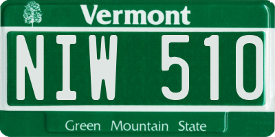 VT license plate NIW510