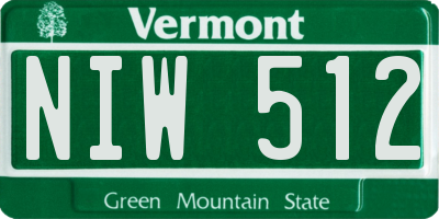 VT license plate NIW512