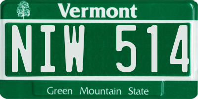 VT license plate NIW514