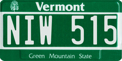 VT license plate NIW515