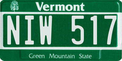VT license plate NIW517