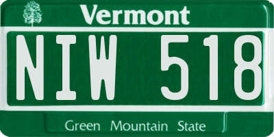 VT license plate NIW518
