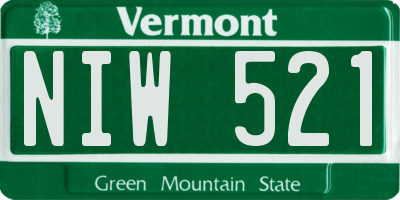 VT license plate NIW521