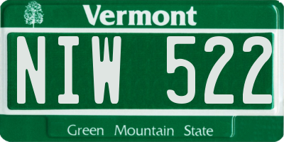 VT license plate NIW522
