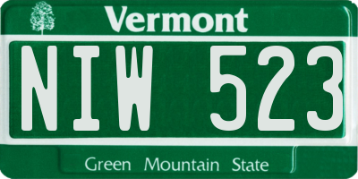 VT license plate NIW523