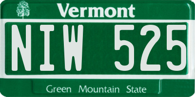 VT license plate NIW525