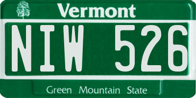 VT license plate NIW526