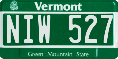VT license plate NIW527