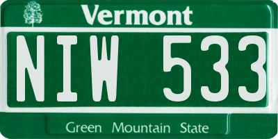 VT license plate NIW533