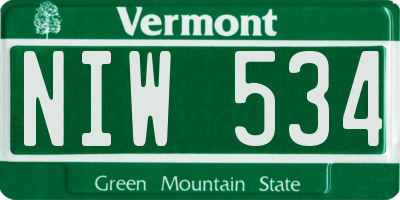 VT license plate NIW534