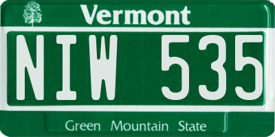 VT license plate NIW535