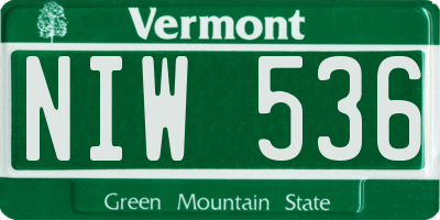 VT license plate NIW536