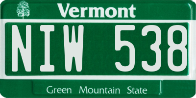 VT license plate NIW538