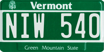 VT license plate NIW540