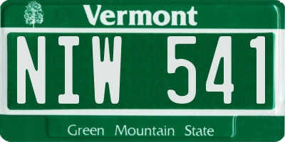 VT license plate NIW541