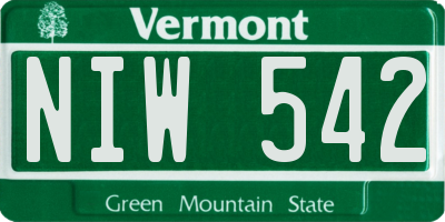 VT license plate NIW542