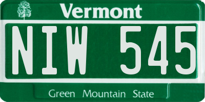 VT license plate NIW545