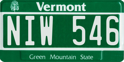 VT license plate NIW546