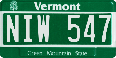 VT license plate NIW547