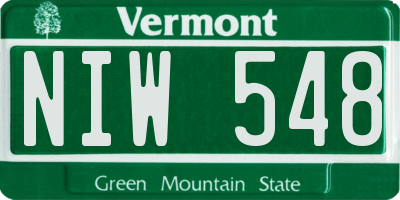 VT license plate NIW548