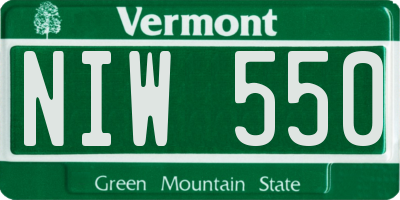 VT license plate NIW550