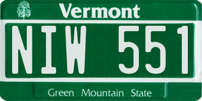 VT license plate NIW551