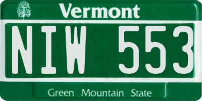 VT license plate NIW553