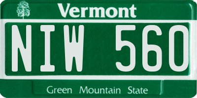 VT license plate NIW560