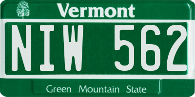 VT license plate NIW562