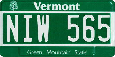 VT license plate NIW565