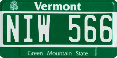 VT license plate NIW566