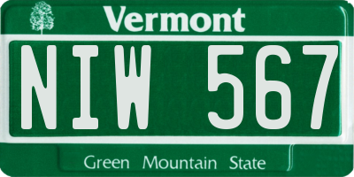 VT license plate NIW567