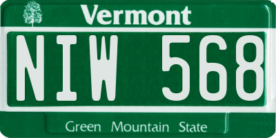 VT license plate NIW568