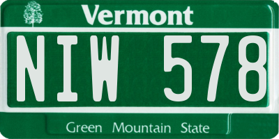 VT license plate NIW578
