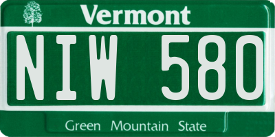 VT license plate NIW580