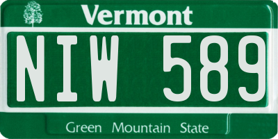 VT license plate NIW589