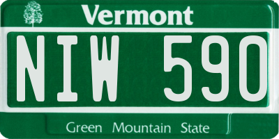 VT license plate NIW590