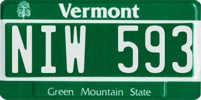 VT license plate NIW593