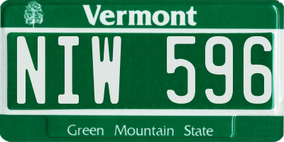 VT license plate NIW596